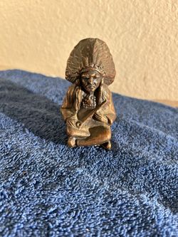Vintage Pewter Native American Figure 