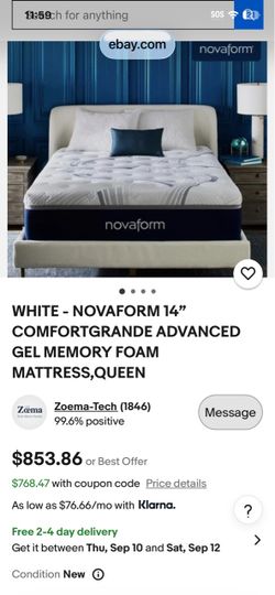 Top of the line 14” gel memory mattress