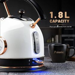 Pukomc Retro Electric Kettle Stainless Steel 1.8L Tea Kettle, Hot Water  Boiler with Temperature Gauge, Led Light, Fast Boiling, Auto  Shut-Off&Boil-Dry for Sale in Pomona, CA - OfferUp