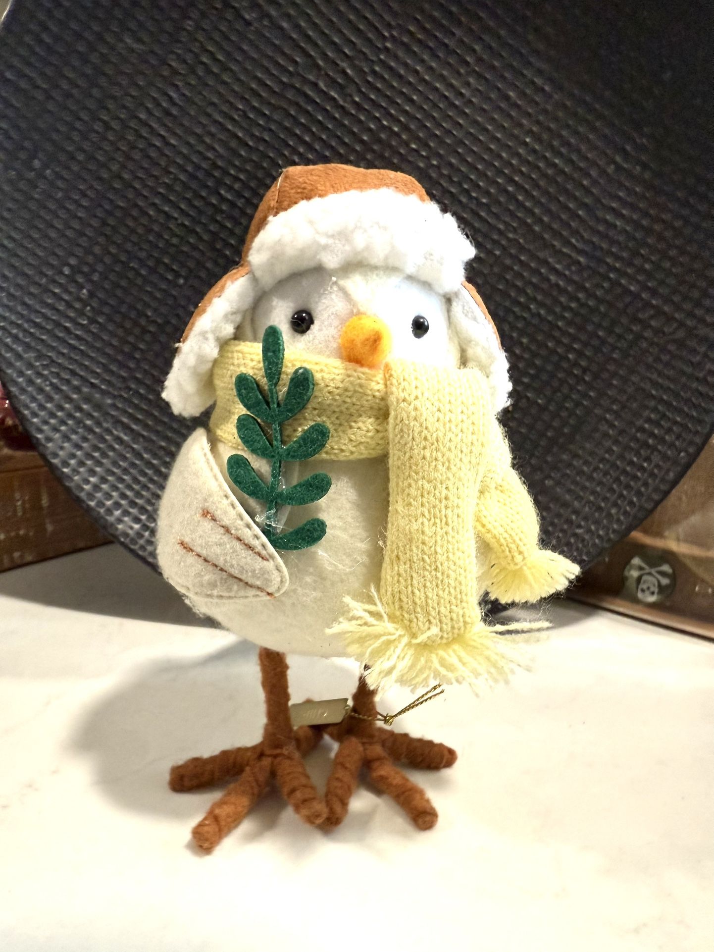 Sweetest 2023 WONDERSHOP 6.25" Featherly Friends CHIP Fabric Bird Figurine Yellow Scarf Perfect for fall & winter decor !