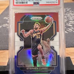 Panini 2021-22 Prizm Stephen Curry #154 Red/White/Blue Prizm PSA 9 Warriors