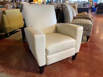 White Leather Manual Pushback Recliner Armchair