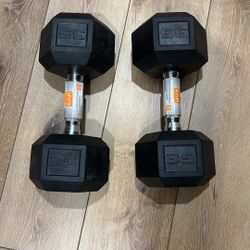 Brand New Rubber 35 Lbs Dumbbells 