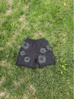 black monochrome denim tears shorts