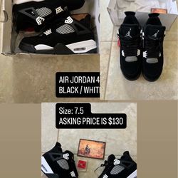 JORDAN 4s BLACK AND WHITE RETRO