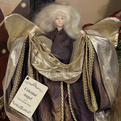 New Christmas Celestial Angel Table decor 16" Purple and Gold