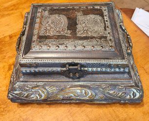 Vintage Wooden Jewelry Box Treasure Chest, Spanish Colonial Style