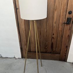 Tripod Base Floor Lamp with Matted Gold Finish, Drum Shade