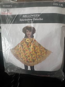 Women's Halloween Scarecrow Poncho Costume S-XL