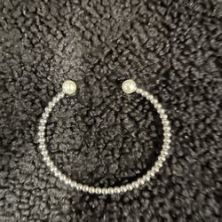 Silver And Pearl Cuff Bangle Bracelet