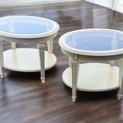 Pair Of Antique White End Tables