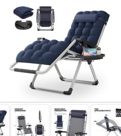 New MoNiBloom Stable Folding Chair Outdoor Lounge Beach Pool Recliner, Blue