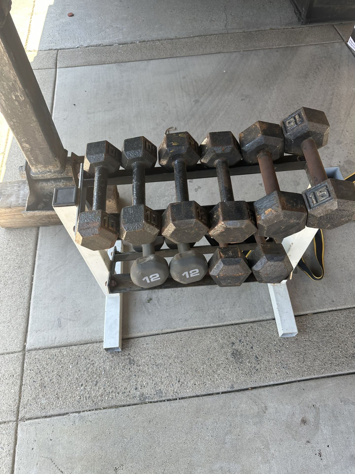 Weight Stand And Weights With Bench