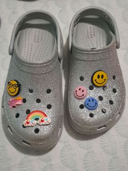 Sliver Glitter Crocs Sz 2