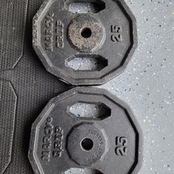 Marcy 25 Pounds Weight Plates Set Weightlift Bench Press Curl Shoulder Bar Metal Plates 1 Inch Hole