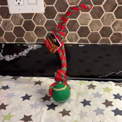 Christmas Rope Toy For Dogs, Green And Red With Tag