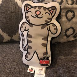 Big Bang Theory Kitty Cat Pillow Black Cream Brown Sheldon 16"  Plush Stuffed 