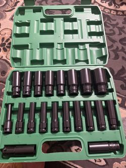 20pcs Heavy-Duty Metric Deep Impact Socket Set - 1/2" Drive, SAE-Compatible, Chrome Finish, -Slip Grip & Impact-Resistant - Professional Mechanic & DI