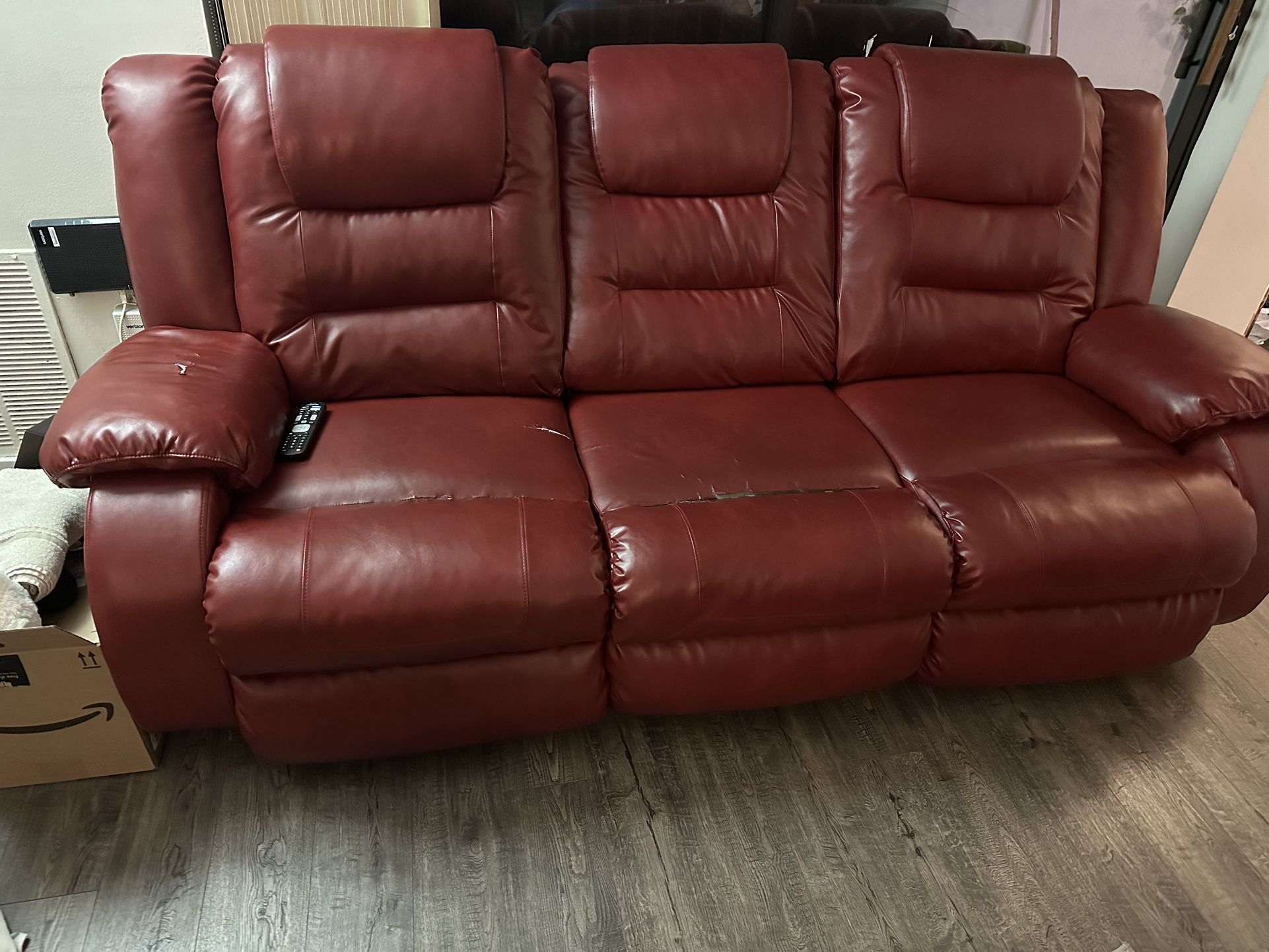 Red leather Sofa