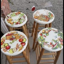 4 Vintage Bar Stools 