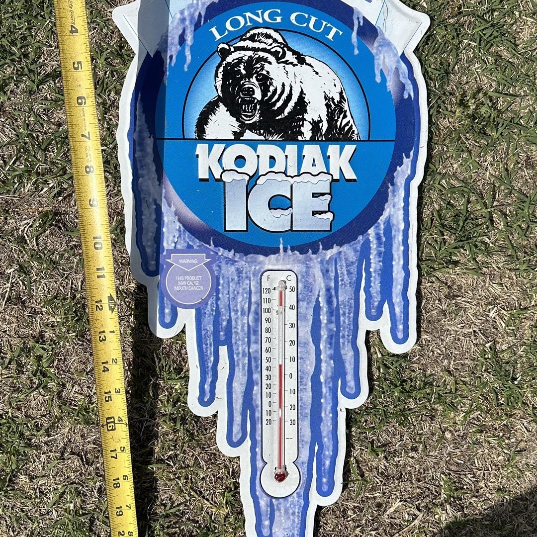 kodiak tobacco sign Kodiak ICE Snuff Tobacco Advertising Embossed Metal Tin Sign Thermometer  for Sale in Selma, CA