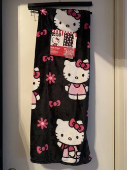 Hello Kitty Black Blanket With Pink Bows
