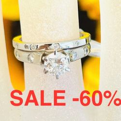 Engagement Ring Diamond Wedding Ring SetNATURAL DIAMONDS 💎  Christmas 🎄SALE-60% FIND ANOTHER AT THIS PRICE ILL GIVE IT FOR $400 LESS !!! 