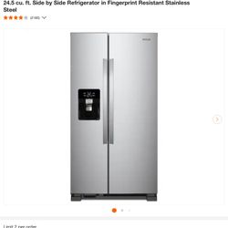 Whirlpool 24.5 cu. ft. Side by Side Refrigerator in Fingerprint Resistant Stainless Steel