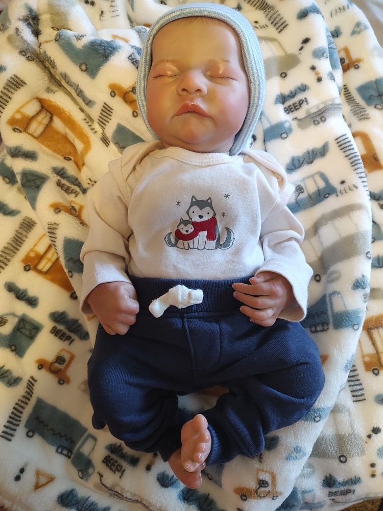 New Reborn Baby Boy Doll, Hand Painted Full Vinyl