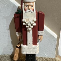 Christmas Santa figure Wooden Metal beard Old World 12 tall decor arms posable 