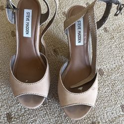 Steve Madden Beige 5.75” Cork Heels SZ 7 1/2M
