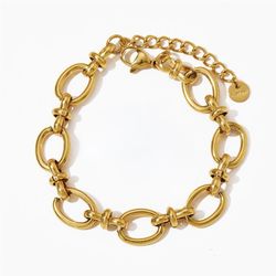 Pvd Coated Real Gold Plated Geometric 304 Stainless Steel Casual Waterproof Non Tarnish Plating Inlay Bracelets