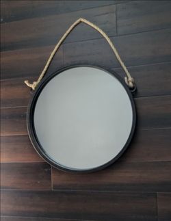 Bronze colored round Mirror with rope