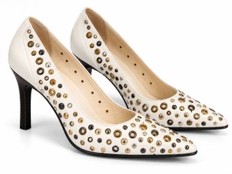 Calvin Klein White Studded Pointed-Toe Heels – Women’s Size 7