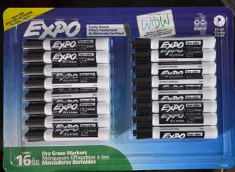 EXPO dry erase markers, priced per package of 16.