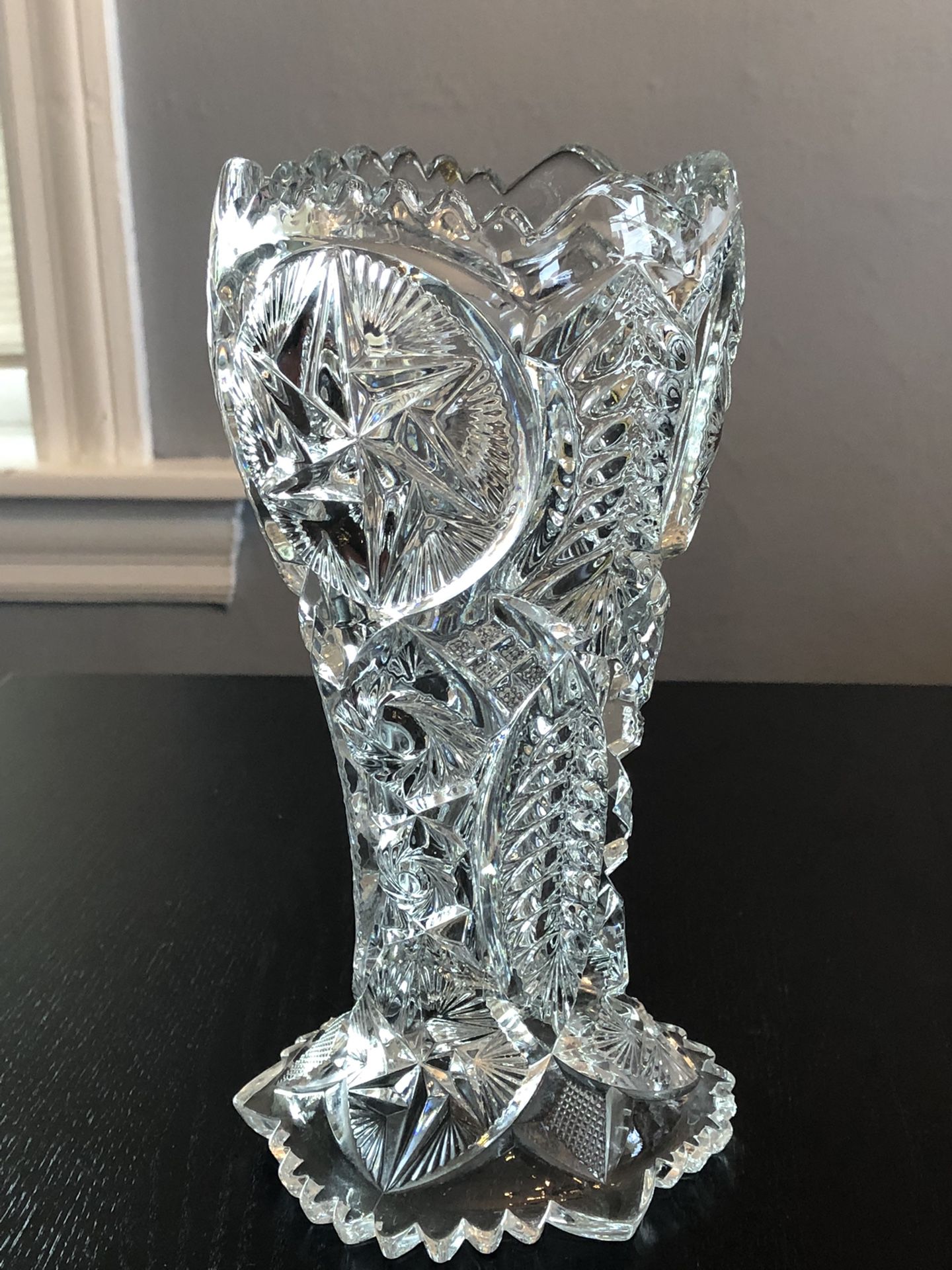 Crystal Vase 9-1/4” Tall