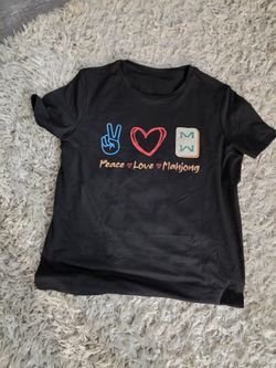 Peace Love Mahjong Black Graphic T-Shirt