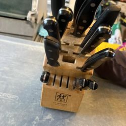 Kitchen Knives with Wooden Block