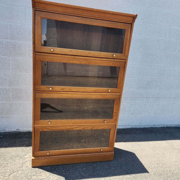 Vintage 4-Drawer Barrister Glass Bookcase – Solid Wood & Timeless Style