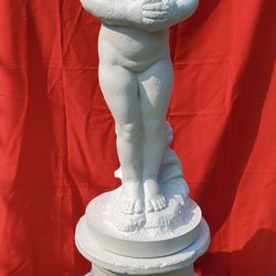 Solid Cement 52" Tall Angel Statue and Large Pedastal
