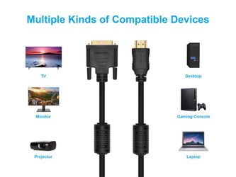 Monoprice High Speed HDMI Cable to DVI Adapter Cable 6ft - with Ferrite Cores Black