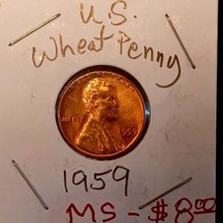 $8 - US 1959 Wheat Penny, Uncirculated
