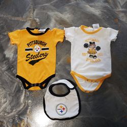Steelers Baby Onesie & Bib 12mo