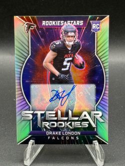2022 Rookies & Stars Stellar Rookies Silver Prizm #SR-9 Drake London RC Auto #/99