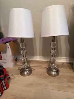 Set of 2 Crystal Ball Table Lamps