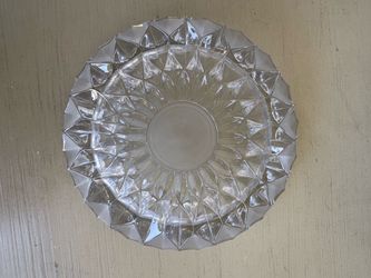 Vintage Ashtray Large Crystal Cut Clear Glass - 7"