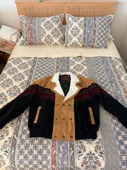 Vintage Oscar Piel Southwestern Suede Leather Jacket