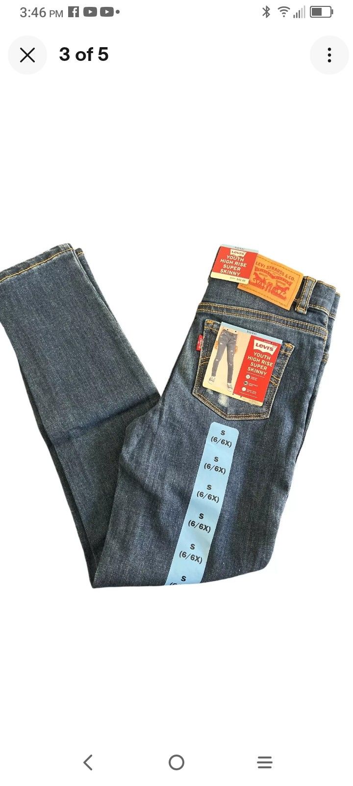 Brand New Girls Levi's Skinny Jeans With Tags Size 6/6x
