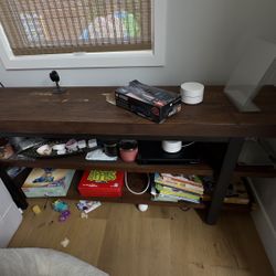Rustic Wood & Metal Console Table - $20