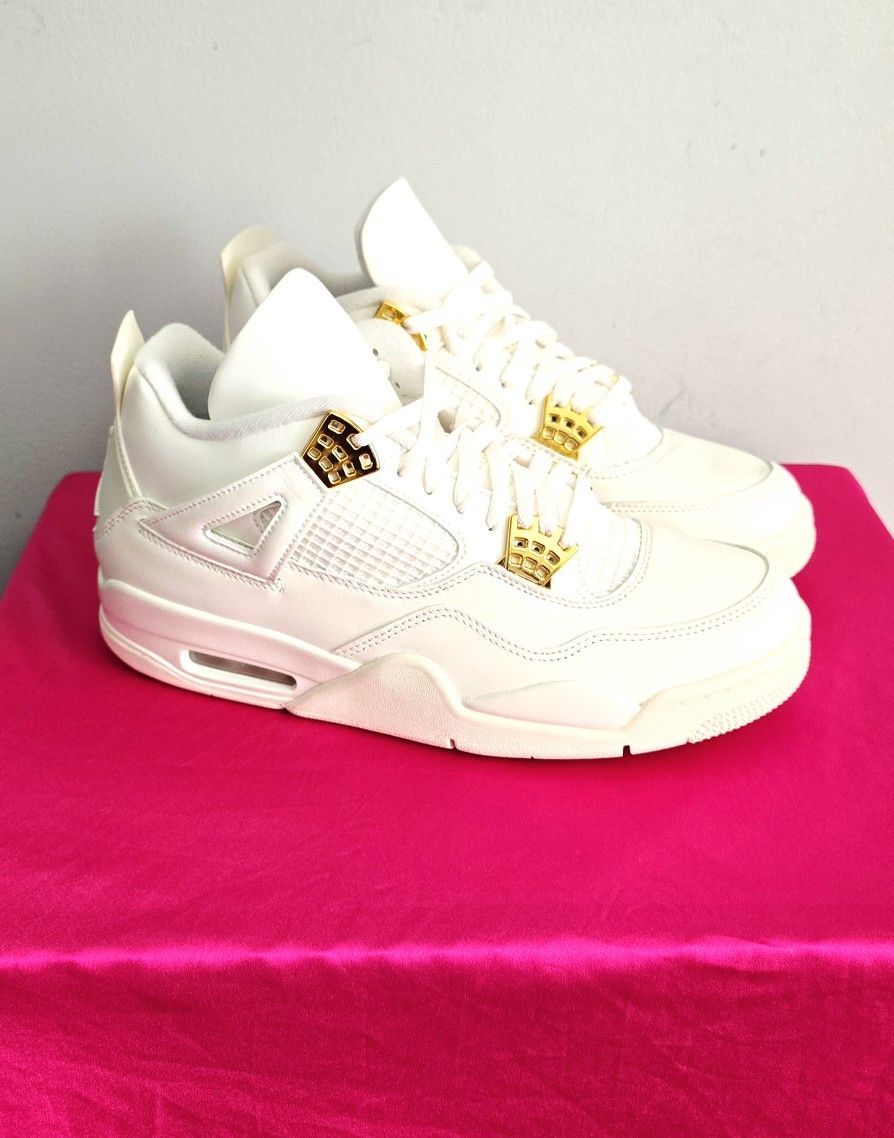 Nike Air Jordan 4 Retro Metallic Gold White Sail Shoes Men's Size 11.5